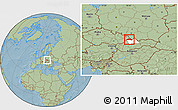 Savanna Style Location Map of Cadca, highlighted parent region, hill shading