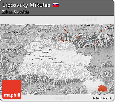Gray 3D Map of Liptovsky Mikulas