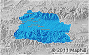 Political 3D Map of Liptovsky Mikulas, lighten, desaturated
