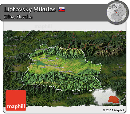 Satellite 3D Map of Liptovsky Mikulas, darken