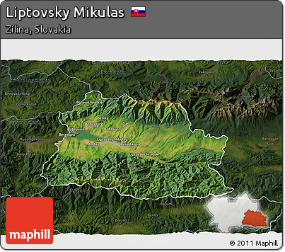 Satellite 3D Map of Liptovsky Mikulas, darken