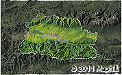 Satellite 3D Map of Liptovsky Mikulas, darken, semi-desaturated