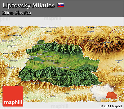 Satellite 3D Map of Liptovsky Mikulas, physical outside