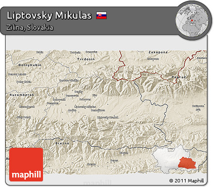 Shaded Relief 3D Map of Liptovsky Mikulas
