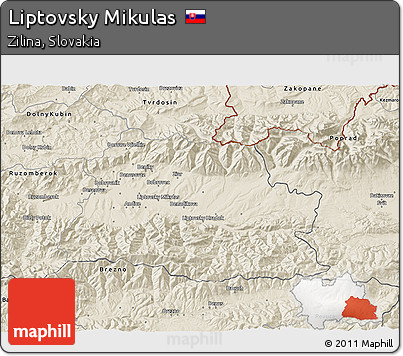 Shaded Relief 3D Map of Liptovsky Mikulas