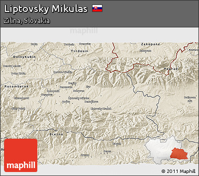 Shaded Relief 3D Map of Liptovsky Mikulas