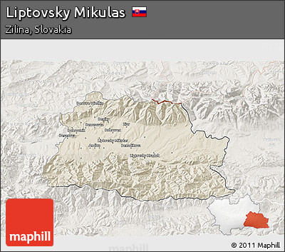 Shaded Relief 3D Map of Liptovsky Mikulas, lighten