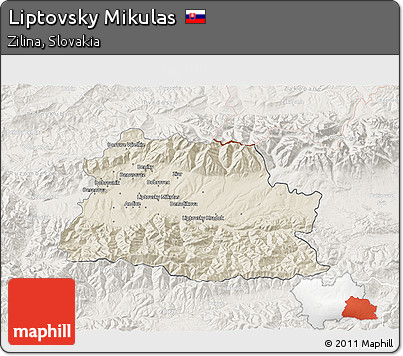 Shaded Relief 3D Map of Liptovsky Mikulas, lighten