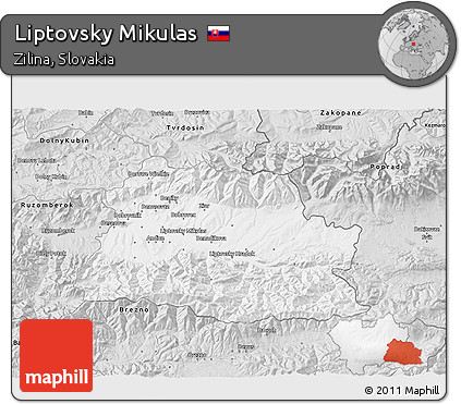Silver Style 3D Map of Liptovsky Mikulas