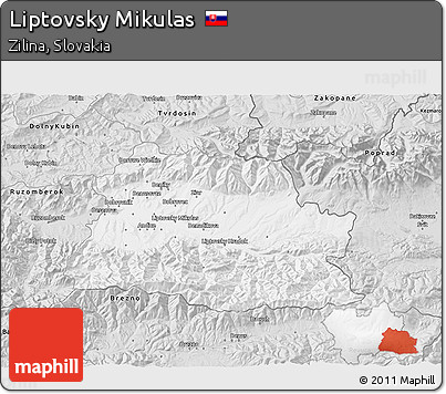 Silver Style 3D Map of Liptovsky Mikulas