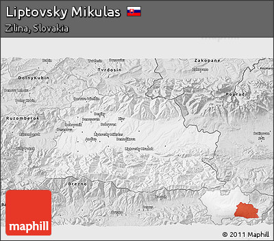 Silver Style 3D Map of Liptovsky Mikulas