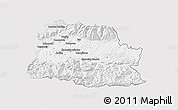 Silver Style 3D Map of Liptovsky Mikulas, single color outside