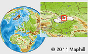 Physical Location Map of Liptovsky Mikulas, highlighted country, highlighted parent region, within the entire country