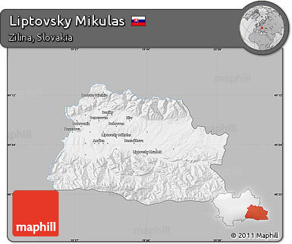 Gray Map of Liptovsky Mikulas, single color outside