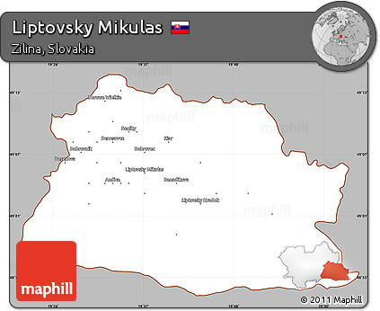 Gray Simple Map of Liptovsky Mikulas, cropped outside