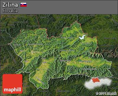 Satellite Map of Zilina, darken