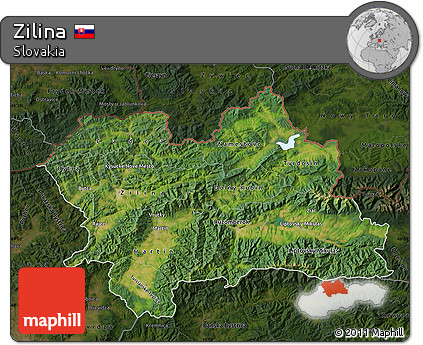 Satellite Map of Zilina, darken