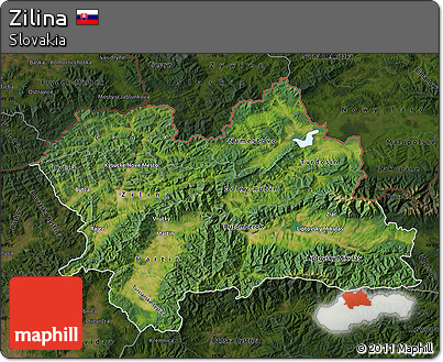 Satellite Map of Zilina, darken