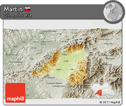 Physical 3D Map of Martin, semi-desaturated