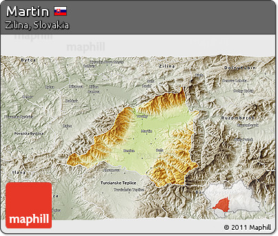 Physical 3D Map of Martin, semi-desaturated