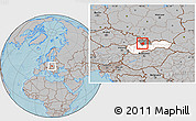 Gray Location Map of Martin, highlighted country, highlighted parent region, hill shading