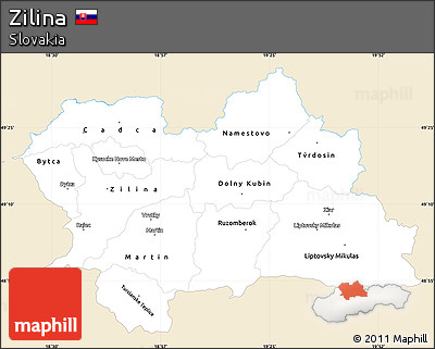 Classic Style Simple Map of Zilina, single color outside