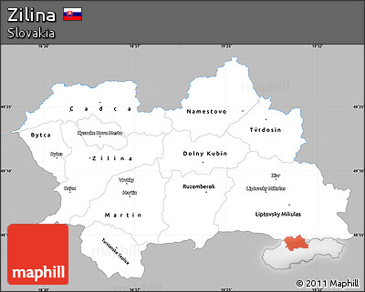 Gray Simple Map of Zilina, single color outside