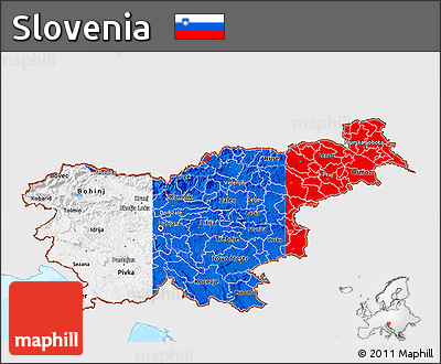 Flag 3D Map of Slovenia, single color outside, bathymetry sea, flag rotated