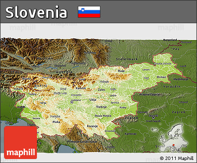 Physical 3D Map of Slovenia, darken