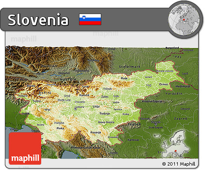 Physical 3D Map of Slovenia, darken