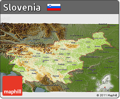 Physical 3D Map of Slovenia, darken