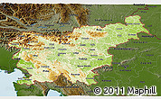 Physical 3D Map of Slovenia, darken, land only