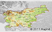 Physical 3D Map of Slovenia, lighten, desaturated