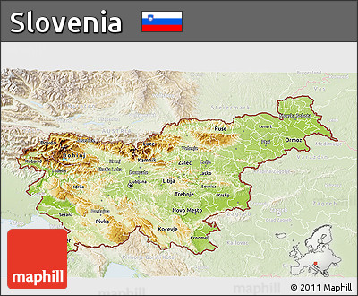 Physical 3D Map of Slovenia, lighten
