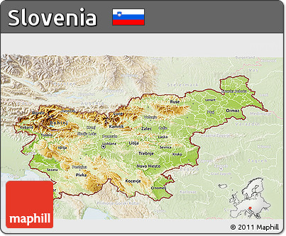 Physical 3D Map of Slovenia, lighten