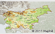 Physical 3D Map of Slovenia, lighten, semi-desaturated