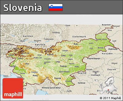 Physical 3D Map of Slovenia, shaded relief outside
