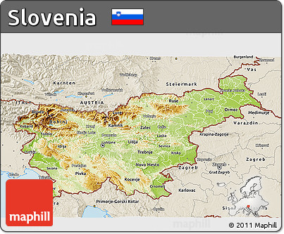 Physical 3D Map of Slovenia, shaded relief outside