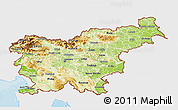 Physical 3D Map of Slovenia, single color outside, bathymetry sea, shaded relief sea