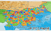 Political 3D Map of Slovenia, political shades outside