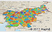 Political 3D Map of Slovenia, shaded relief outside, bathymetry sea