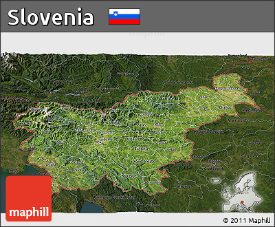 Satellite 3D Map of Slovenia, darken