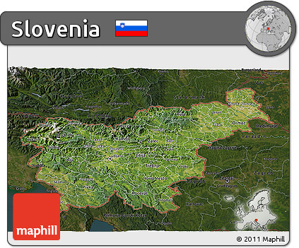 Satellite 3D Map of Slovenia, darken