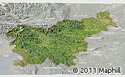 Satellite 3D Map of Slovenia, lighten, semi-desaturated