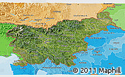Satellite 3D Map of Slovenia, political shades outside