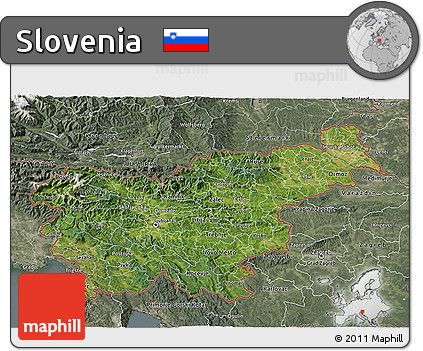 Satellite 3D Map of Slovenia, semi-desaturated