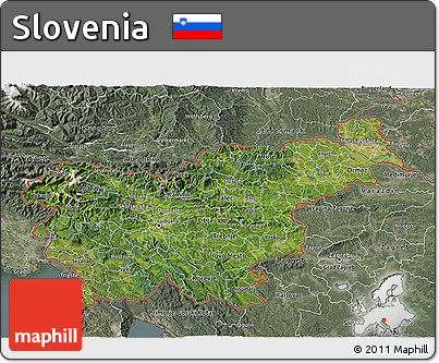Satellite 3D Map of Slovenia, semi-desaturated