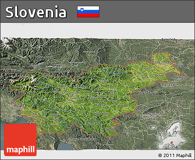 Satellite 3D Map of Slovenia, semi-desaturated
