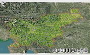 Satellite 3D Map of Slovenia, semi-desaturated, land only