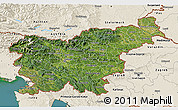 Satellite 3D Map of Slovenia, shaded relief outside, satellite sea